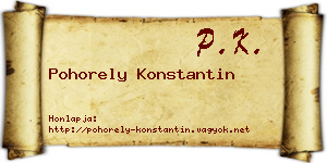 Pohorely Konstantin névjegykártya